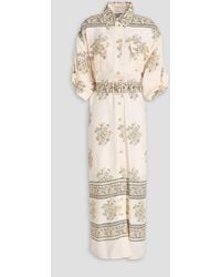 Zimmermann - Printed Crepe De Chine Midi Shirt Dress - Lyst