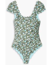 Marysia Swim - Mexico Reversible Floral-print Textured Stretch-crepe Swimsuit - Lyst