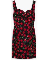 Dolce & Gabbana - Printed Silk-Blend Crepe De Chine Mini Dress - Lyst