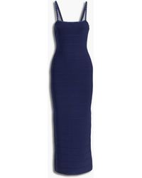 Hervé Léger Crystal-embellished Coated Bandage Maxi Dress in Metallic |  Lyst Australia