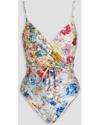 Zimmermann - Wrap-effect Floral-print Swimsuit - Lyst