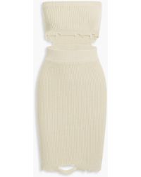 SER.O.YA - Grace Strapless Convertible Distressed Cotton Mini Dress - Lyst