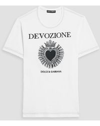 Dolce & Gabbana - Embroidered Printed Cotton-jersey T-shirt - Lyst