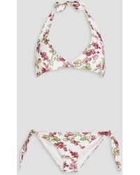 Etro - Floral-Print Triangle Bikini - Lyst