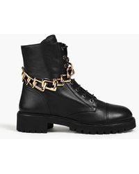 Giuseppe Zanotti - Detroit Chain-trimmed Leather Combat Boots - Lyst