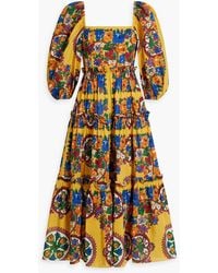 Cara Cara - Oriana Tiered Floral-print Cotton Midi Dress - Lyst