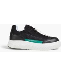 Emporio Armani - Mesh And Leather Sneakers - Lyst