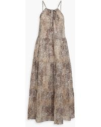 Seafolly Tiered Printed Cotton-voile Maxi Dress - Brown
