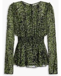 Mikael Aghal - Shirred Floral-print Chiffon Blouse - Lyst
