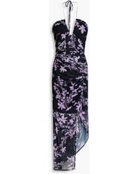 Nicholas - Off-the-shoulder Floral-print Stretch-mesh Maxi Dress - Lyst
