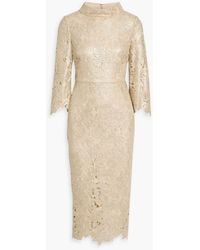 Badgley Mischka - Guipure Lace Midi Dress - Lyst