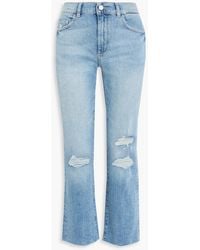 DL1961 - Patti Cropped Distressed High-rise Straight-leg Jeans - Lyst