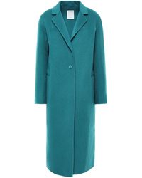 Sandro Wool And Cotton-blend Coat Teal - Green