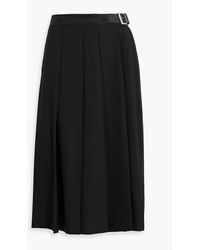 Max Mara - Estella Pleated Wool-Blend Twill Midi Skirt - Lyst