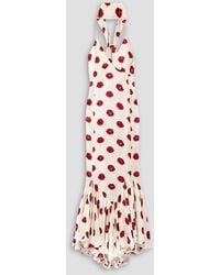 Khaite - Candita Scarf-detailed Gathered Printed Cupro Maxi Dress - Lyst
