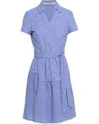 Diane von Furstenberg Woman Kaley Wrap-effect Broderie Anglaise Cotton Dress Lilac - Purple
