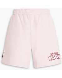 MSGM - Embroidered French Cotton-terry Shorts - Lyst
