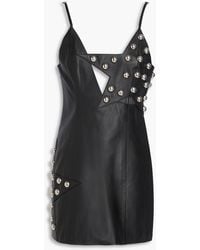 Area - Cutout Studded Leather Mini Dress - Lyst