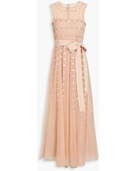 RED Valentino - Gathered Embellished Point D'esprit Midi Dress - Lyst