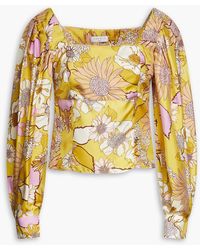 Sandro - Ginger Floral-print Silk-twill Top - Lyst