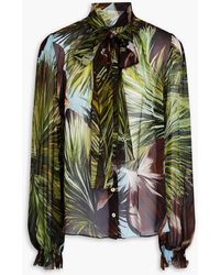 Dolce & Gabbana - Pussy-bow Floral-print Silk-blend Chiffon Shirt - Lyst