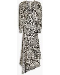 Ronny Kobo - Estelle Asymmetric Zebra-print Satin-crepe Maxi Dress - Lyst