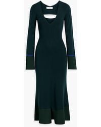 Victoria Beckham - Cutout Wool-blend Midi Dress - Lyst