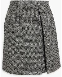 Valentino Garavani - Embellished Houndstooth Wool-blend Tweed Mini Skirt - Lyst