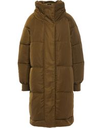 Maje Quilted Shell Hooded Coat Army Green