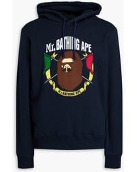 A Bathing Ape - Flocked Printed French Cotton-terry Hoodie - Lyst