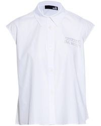 Love Moschino Crystal-embellished Cotton-blend Poplin Shirt - White
