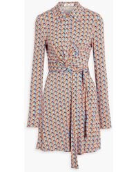 Diane von Furstenberg - Printed Stretch-jersey Mini Wrap Dress - Lyst