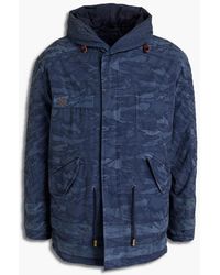 Mr & Mrs Italy Leather-trimmed Printed Cotton Hooded Parka - Blue