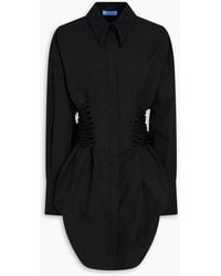 Mugler - Lace-Up Cotton-Poplin Mini Shirt Dress - Lyst