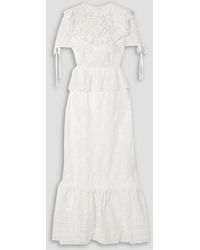 Erdem - Alda Ruffled Lace-trimmed Broderie Anglaise Cotton-blend Gown - Lyst