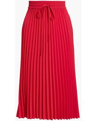 RED Valentino - Pleated Crepe De Chine Midi Skirt - Lyst