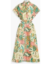 Rebecca Vallance - Suspicious Minds Cutout Printed Cotton-poplin Midi Shirt Dress - Lyst