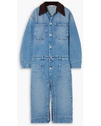 Stella McCartney - Corduroy-Trimmed Denim Midi Dress - Lyst