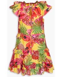 FARM Rio - Ruffled Printed Swiss-dot Cotton Mini Dress - Lyst