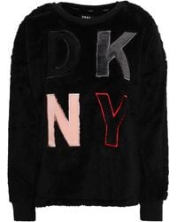DKNY Appliquéd Fleece Pyjama Top Black