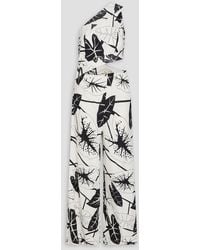 FARM Rio - One-shoulder Cutout Printed Linen-blend Wide-leg Jumpsuit - Lyst