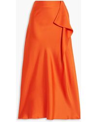 Jonathan Simkhai - Blane Draped Satin-crepe Midi Skirt - Lyst