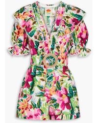 FARM Rio - Playsuit aus baumwollpopeline mit floralem print und gürtel - Lyst