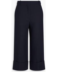 Valentino Garavani - Cropped Wool And Silk-blend Crepe Straight-leg Pants - Lyst