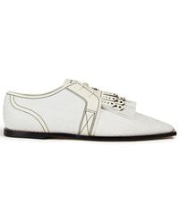 Zimmermann Fringed Leather-trimmed Raffia Brogues - White