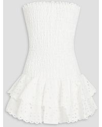 Charo Ruiz - Megan Ruffled Broderie Anglaise Cotton-blend Mini Halterneck Dress - Lyst