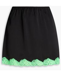 T By Alexander Wang - Fluted Lace-trimmed Silk-satin Mini Skirt - Lyst