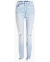 GOOD AMERICAN Good waist hoch sitzende skinny jeans in distressed-optik - Blau