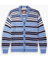 Marni - Logo-Embroidered Striped Mohair-Blend Cardigan - Lyst