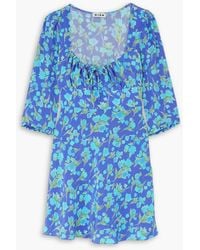 RIXO London - Ruffled Floral-print Silk Crepe De Chine Mini Dress - Lyst